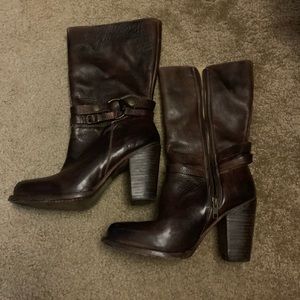 Rich dark brown brown heeled boots